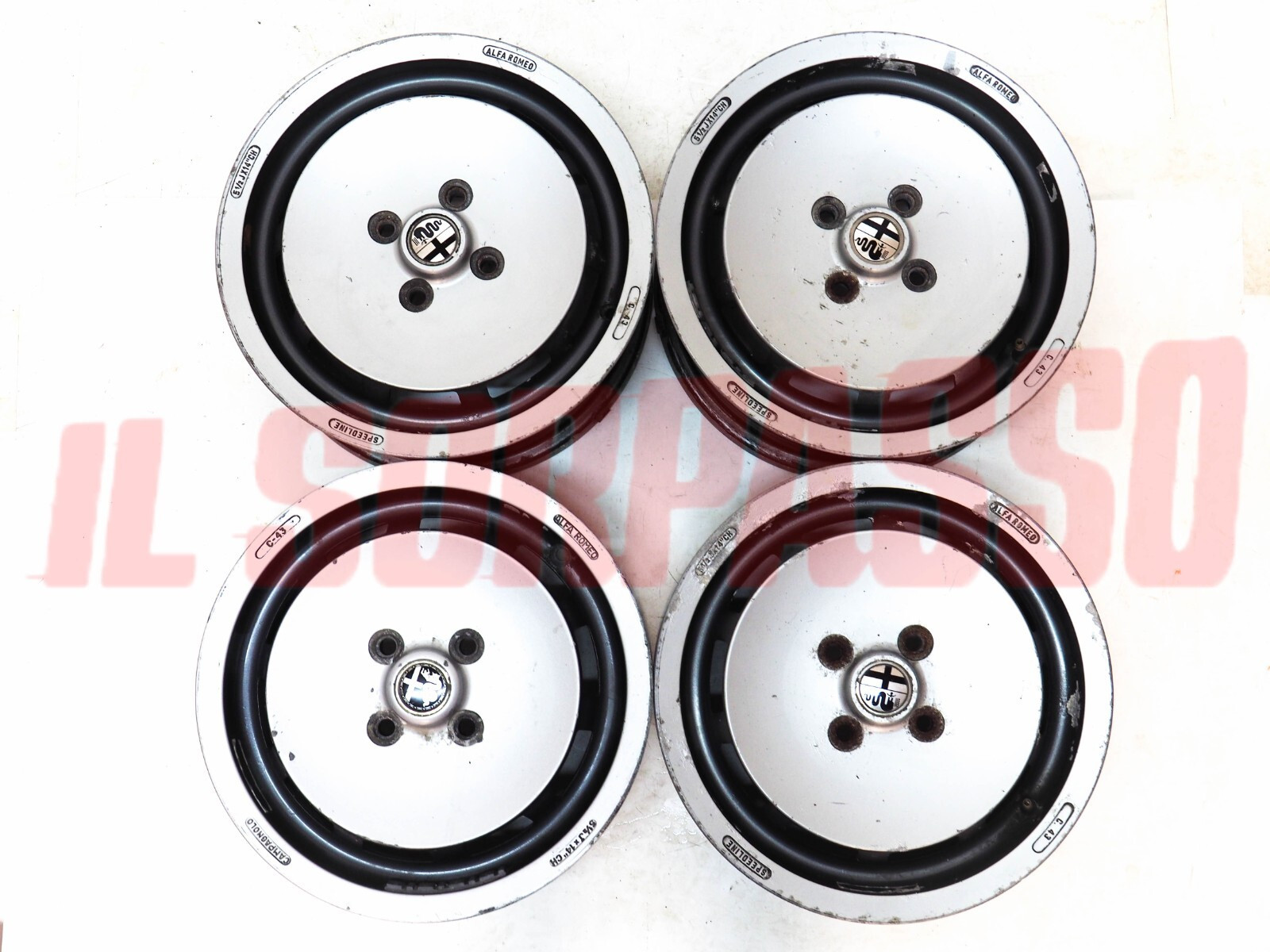 CERCHI RUOTA IN LEGA SPEEDLINE A.R ALFETTA QUADRIFOGLIO GIULIETTA 75 5.5 X 14 CERCHI RUOTA IN LEGA SPEEDLINE A.R ALFETTA QUADRIFOGLIO GIULIETTA 75 5.5 X 14