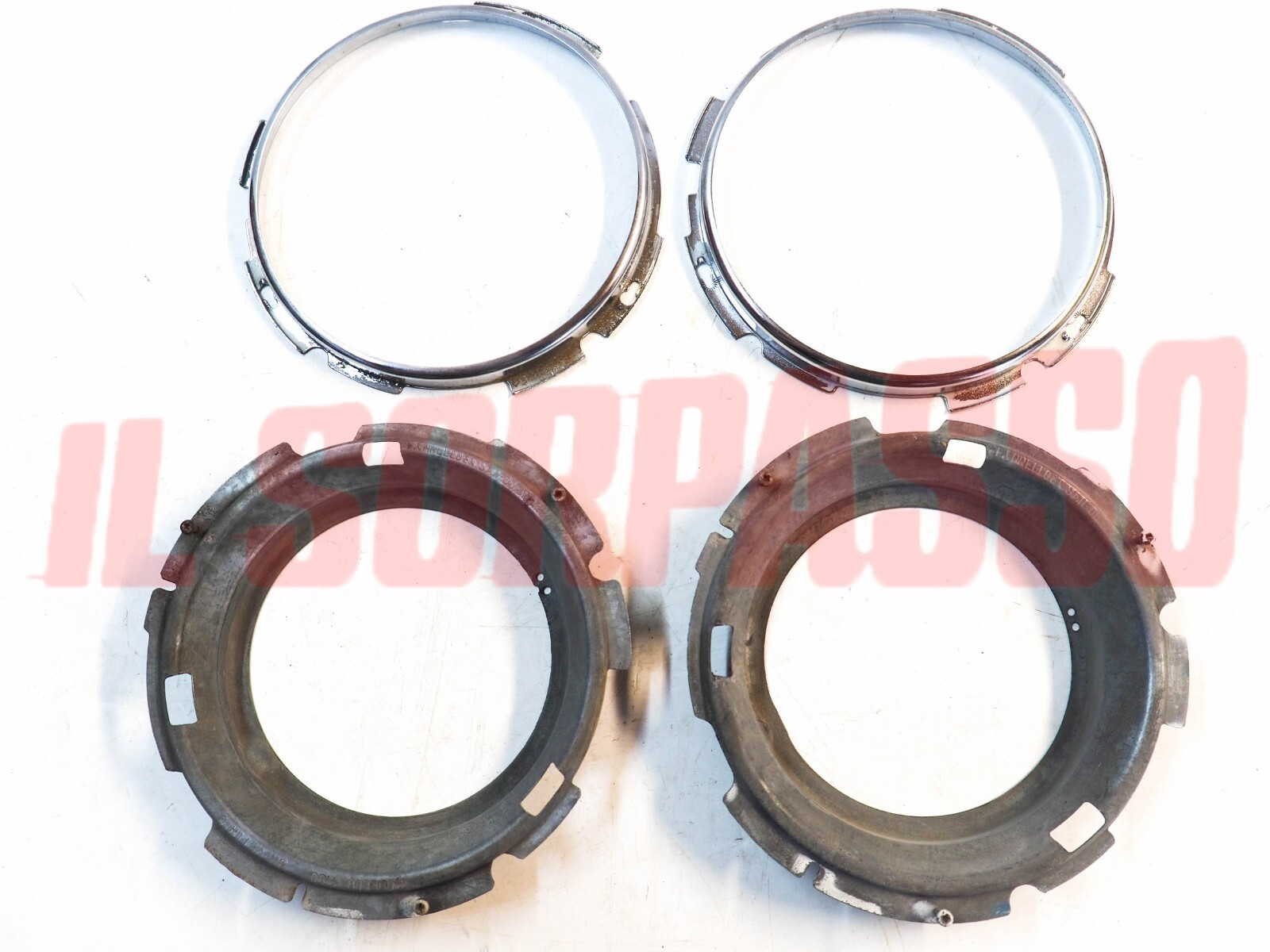 GHIERE + CORNICI FARO FANALI FIAT 1100 103 H SPECIAL 1200 1500 SPIDER ORIGINALI GHIERE + CORNICI FARO FANALI FIAT 1100 103 H SPECIAL 1200 1500 SPIDER ORIGINALI