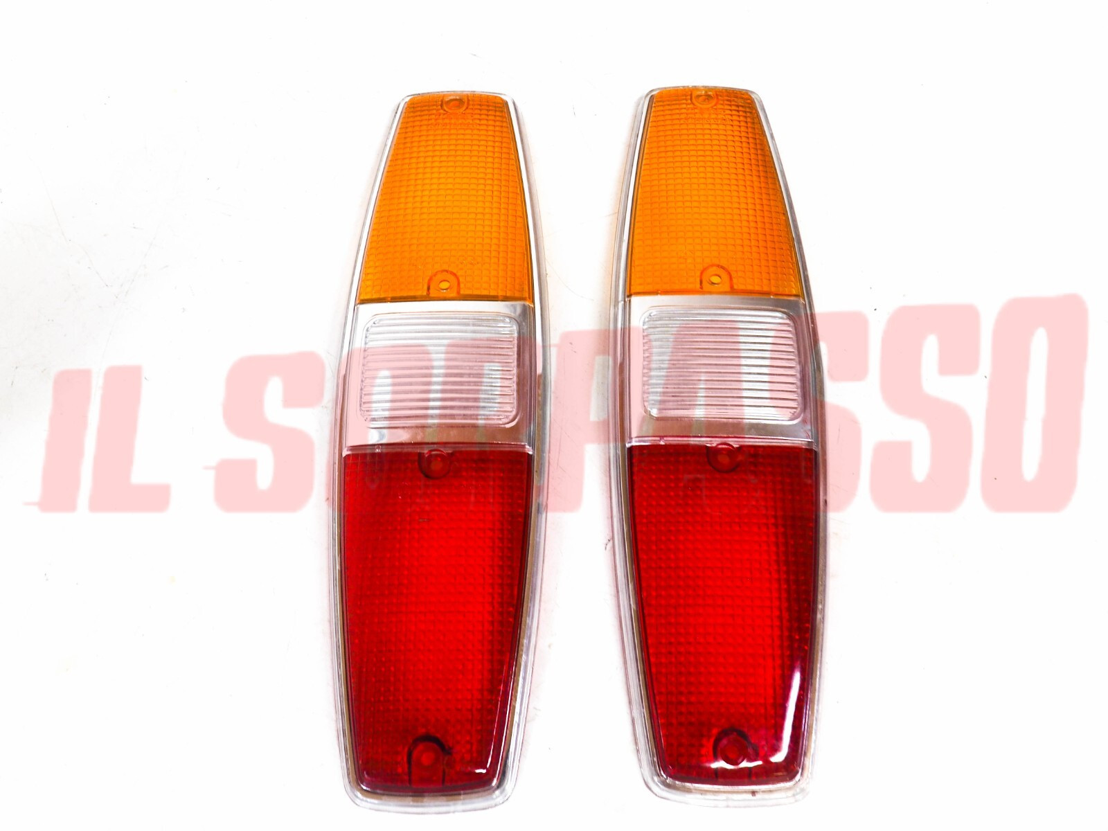 PLASTICHE FANALI POSTERIORI BORDO CROMATO FORD TRANSIT MK1 NOS PLASTICHE FANALI POSTERIORI BORDO CROMATO FORD TRANSIT MK1 NOS