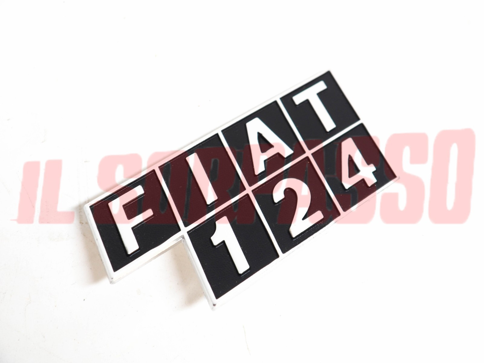 SCRITTA FREGIO COFANO POSTERIORE FIAT 124 BERLINA 2 SERIE ORIGINALE ALLUMINIO