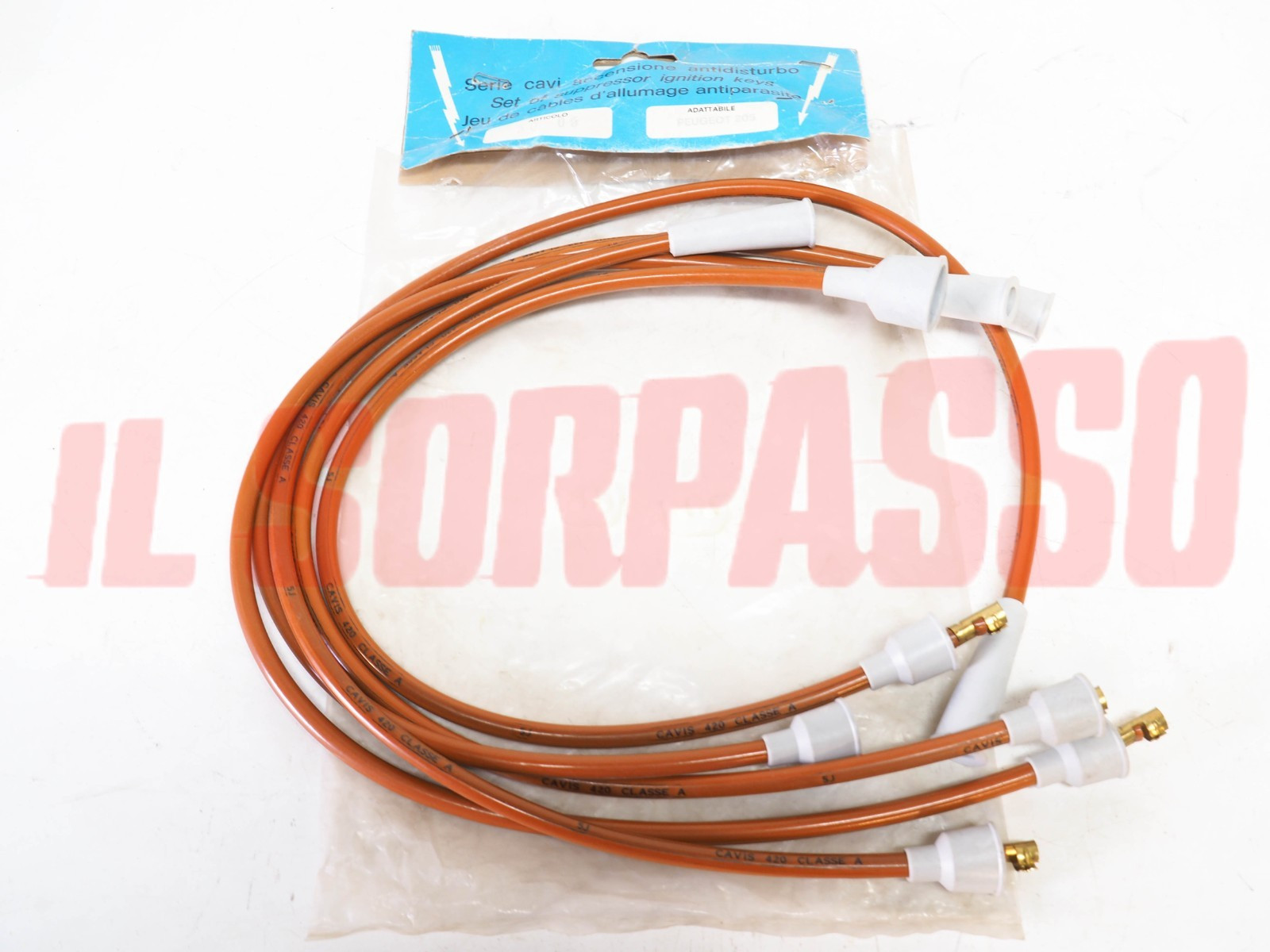 CAVI FILI CANDELE + CAPPUCCI PEUGEOT 205 ORIGINALI CAVIS