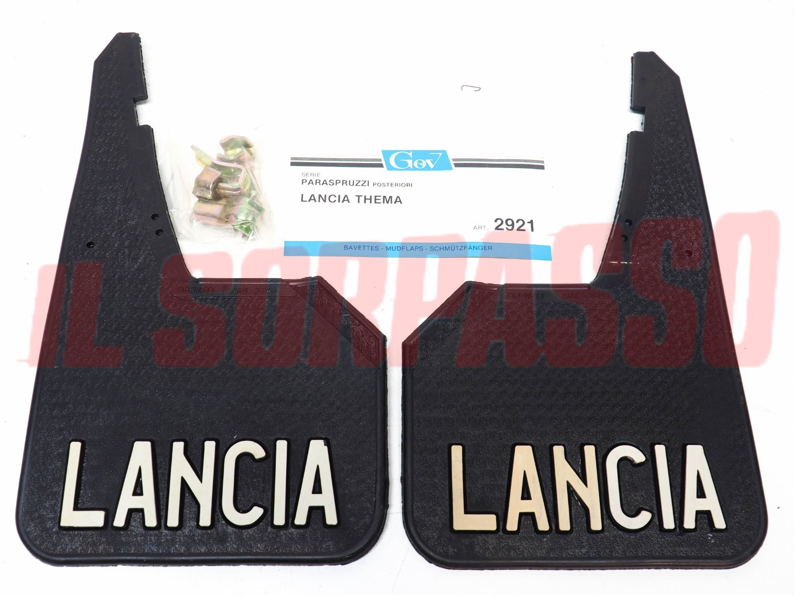 PARASPRUZZI PARAFANGHI POSTERIORI SCRITTA LANCIA THEMA + FERRARI ORIGINALI