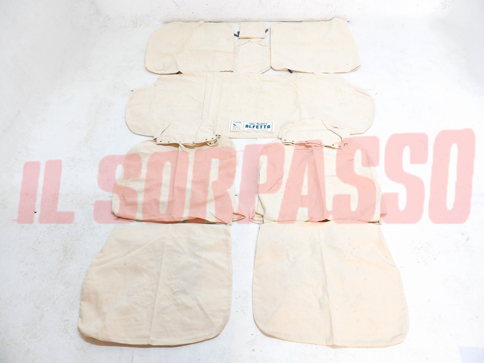 FODERE TAPPEZZERIA COPRI SEDILI ALFA ROMEO ALFETTA BERLINA CON POGGIATESTA NOS