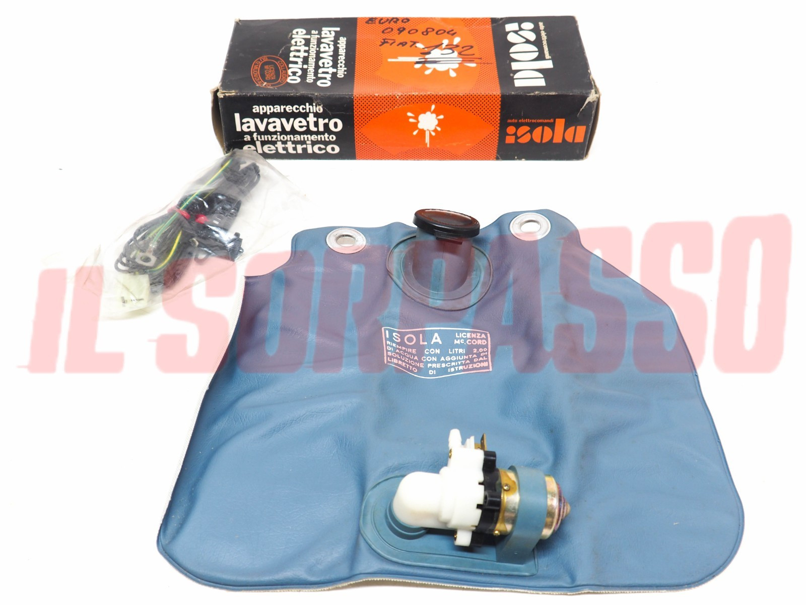 SACCA TERGI TERGICRISTALLO + POMPETTA + CABLAGGI FIAT 132 ORIGINALE ISOLA