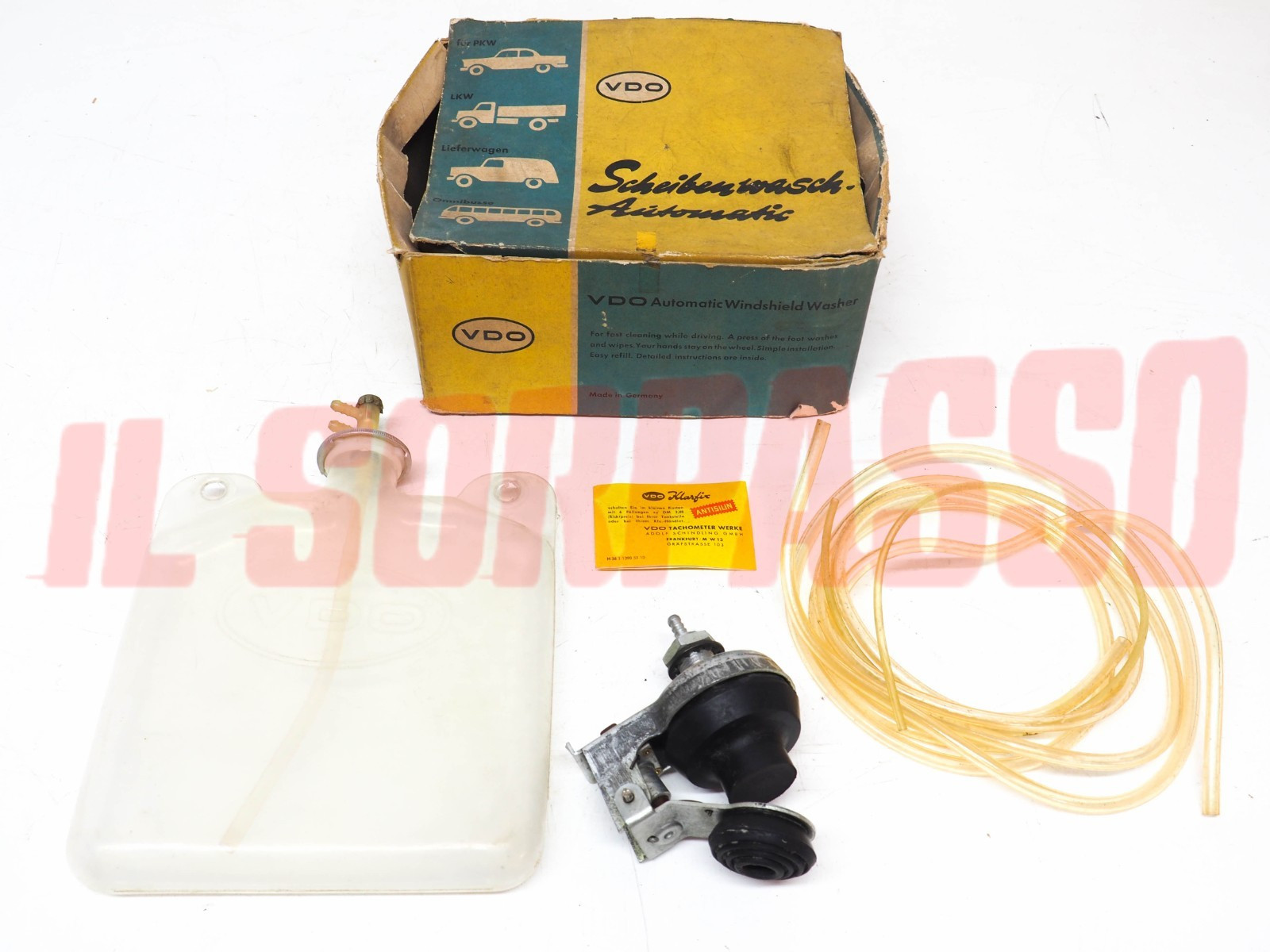 KIT LAVAVETRO A PEDALE + VASCHETTA LIQUIDO TERGI VDO PORSCHE MERCEDES ALFA ROMEO