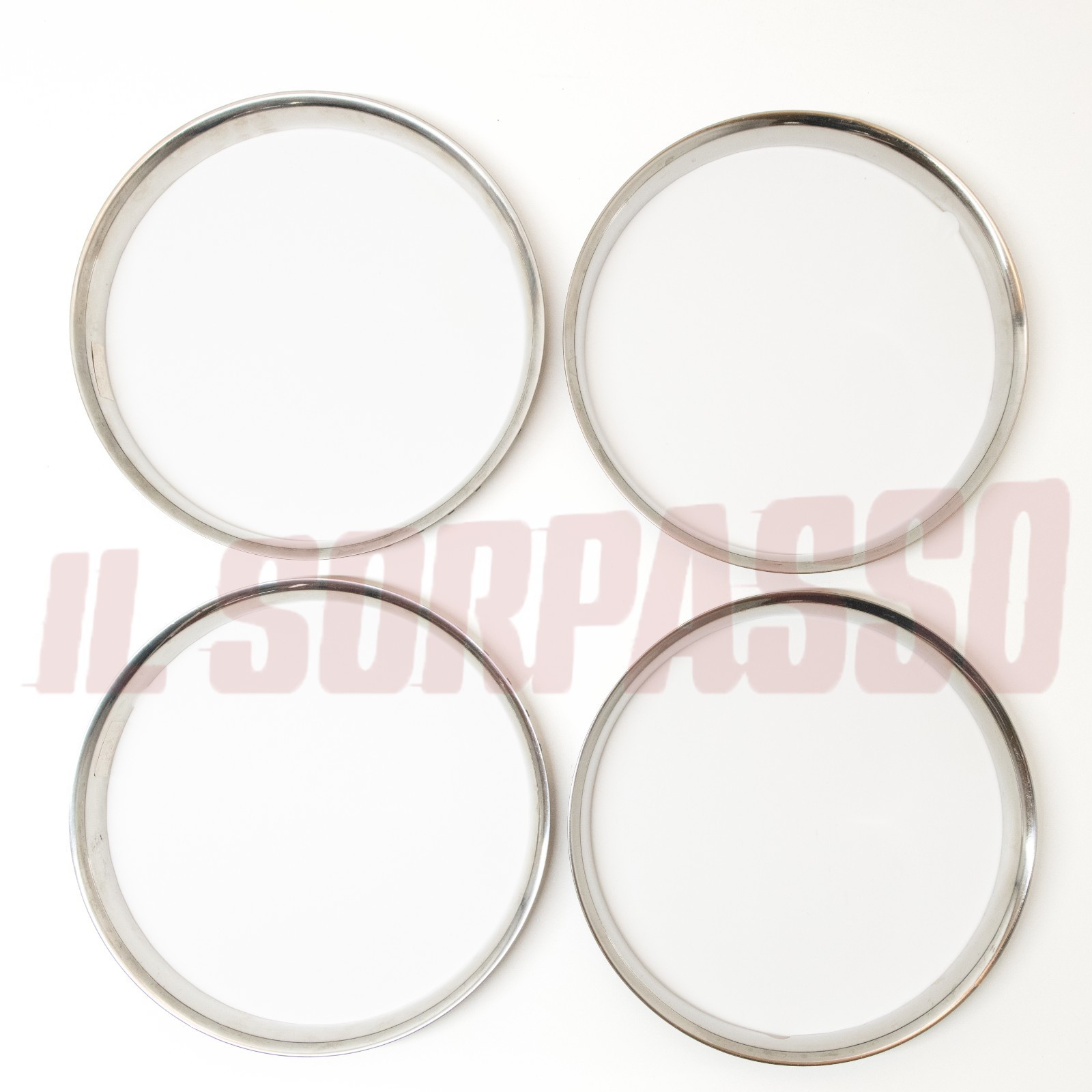 ANELLI GHIERE CERCHI RUOTA CROMATI MISURA 13 FIAT 125 SPECIAL 2 SERIE ORIGINALI