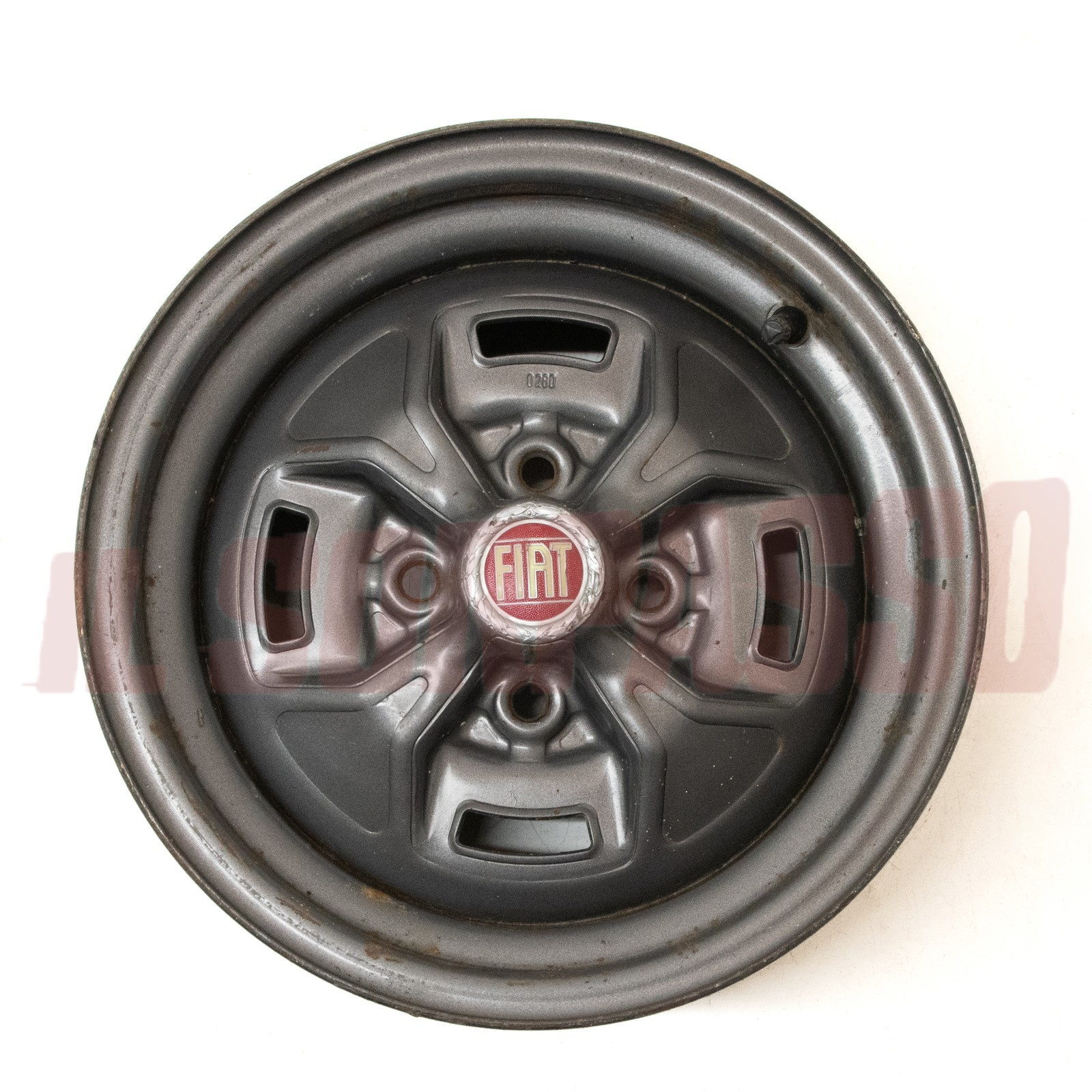 CERCHIO RUOTA  IN FERRO + STEMMA FIAT 131 RACING ORIGINALE FIAT 5,5x13