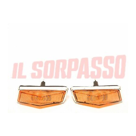 FRECCE LATERALI + GUARNIZIONI BASE CROMATA FIAT 128 131 132 ORIGINALI 