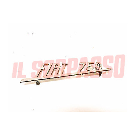 SCRITTA SIGLA COFANO POSTERIORE FIAT 600 mod. 750 CROMATA ORIGINALE