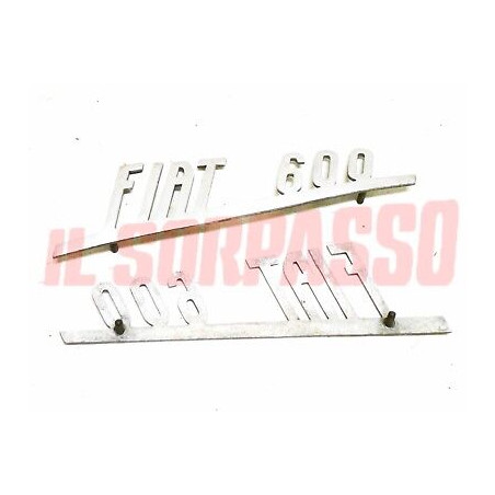 SCRITTA SIGLA COFANO POSTERIORE FIAT 600 + MULTIPLA ALLUMINIO ORIGINALE