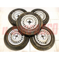 5 CERCHI RUOTA + GOMME ALFA ROMEO ALFETTA + GIULIETTA ORIGINALI