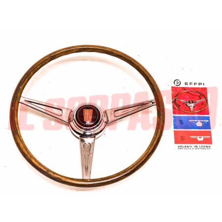 VOLANTE STERZO IN LEGNO RADICA + PULSANTE FIAT 850 ABARTH - 1000 OT ORIGINALE