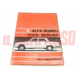 LIBRETTO USO E MANUTENZIONE ALFA ROMEO 2000 BERLINA ORIGINALE