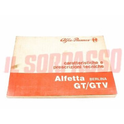 LIBRETTO CARATTERISTICHE PRESCRIZIONI TECNICHE ALFA ROMEO ALFETTA BERLINA GT GTV