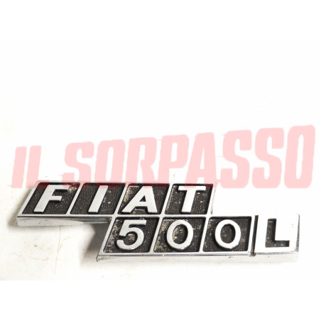 SCRITTA SIGLA COFANO POSTERIORE FIAT 500 L ORIGINALE IN METALLO CROMATA