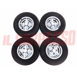 CERCHI RUOTA + PNEUMATICI + TAPPI INNOCENTI MINI MINOR COOPER O FIAT 500 ABARTH