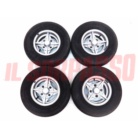 CERCHI RUOTA + PNEUMATICI + TAPPI INNOCENTI MINI MINOR COOPER O FIAT 500 ABARTH