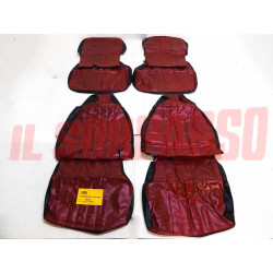 FODERE COPRI SEDILI ANTERIORI POSTERIORI FIAT 127 SPORT IN PELLE ROSSO NERE NOS