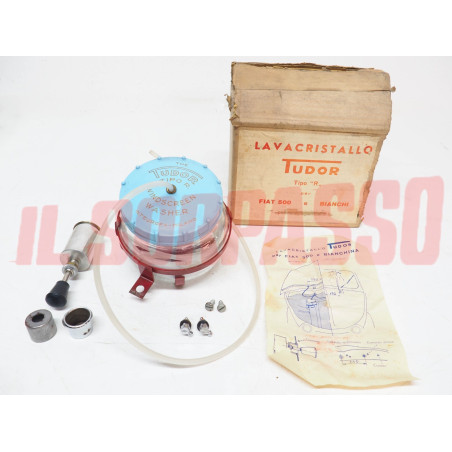 CONTENITORE LIQUIDO TERGI IN VETRO SPRUZZINI POMPA FIAT 500 N D BIANCHINA TUDOR