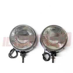 FARI FANALI FENDINEBBIA COMPLETI DI CARCASSE SU PARAURTI FIAT 128 RALLY CARELLO