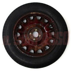 CERCHIO RUOTA CON LINGUETTE + GOMMA PIRELLI SIMCA BALILLA DA 16 CON FERITOIE